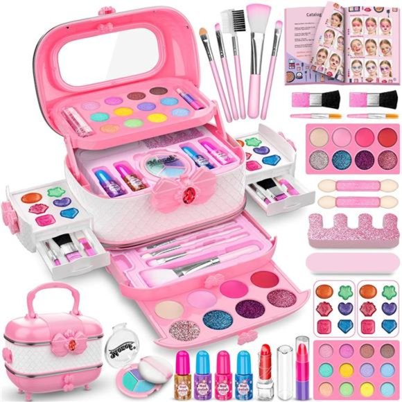 Washable Makeup Kit with Cosmetic Case (Pink) For Kids - Picture 1 of 6